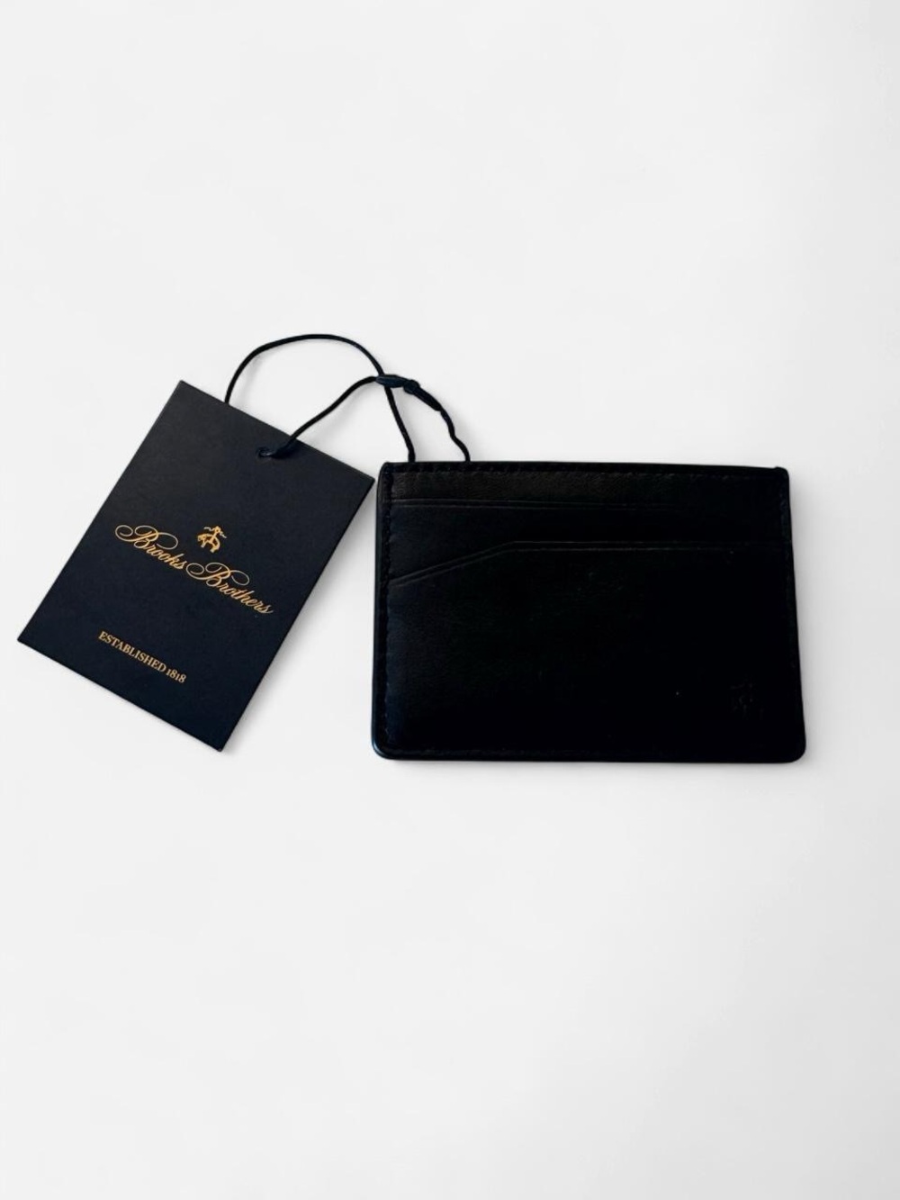 [New] Brooks Brothers Black Sheep Leather Slim Card Sleeve